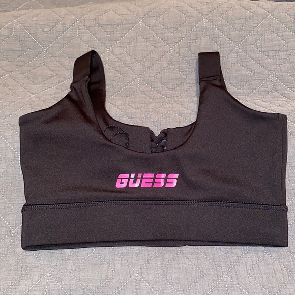 GUESS Active Lace-up Sports Bra in Jet Black - Picture 5 of 6